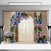 Lofaris Floral Retro Bricks Door Curtain Wedding Backdrop